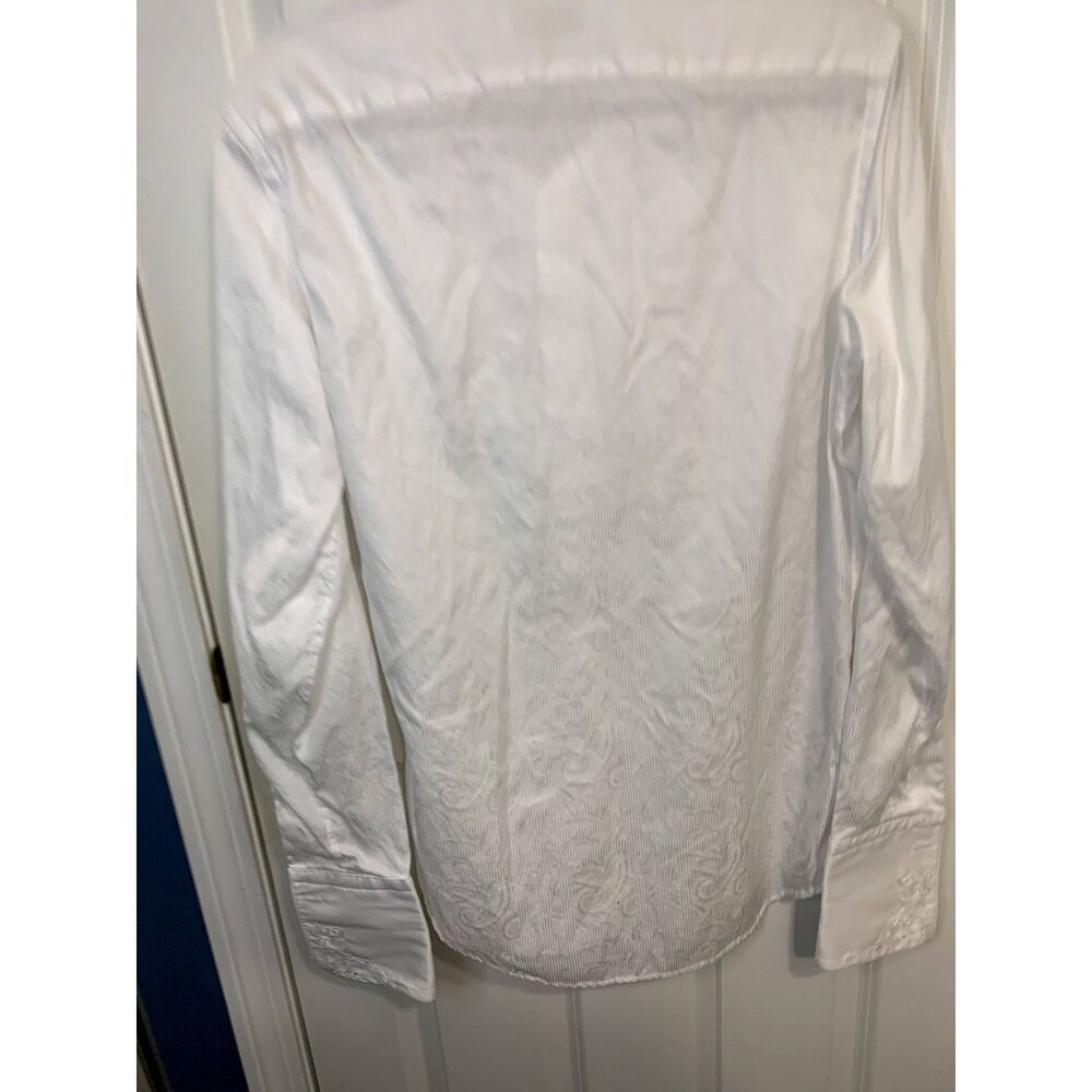 Robert Graham White Paisley Embroidered Tailor Fit Down Dress Shirt 39, 15.5" - Picture 2 of 9